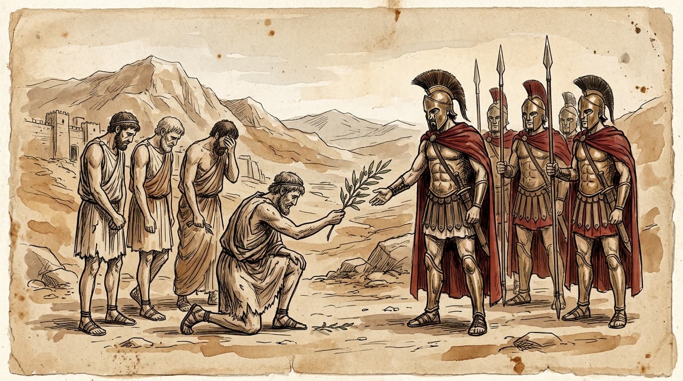 아테네 항복 — 기원전 404년, 27년 전쟁의 끝