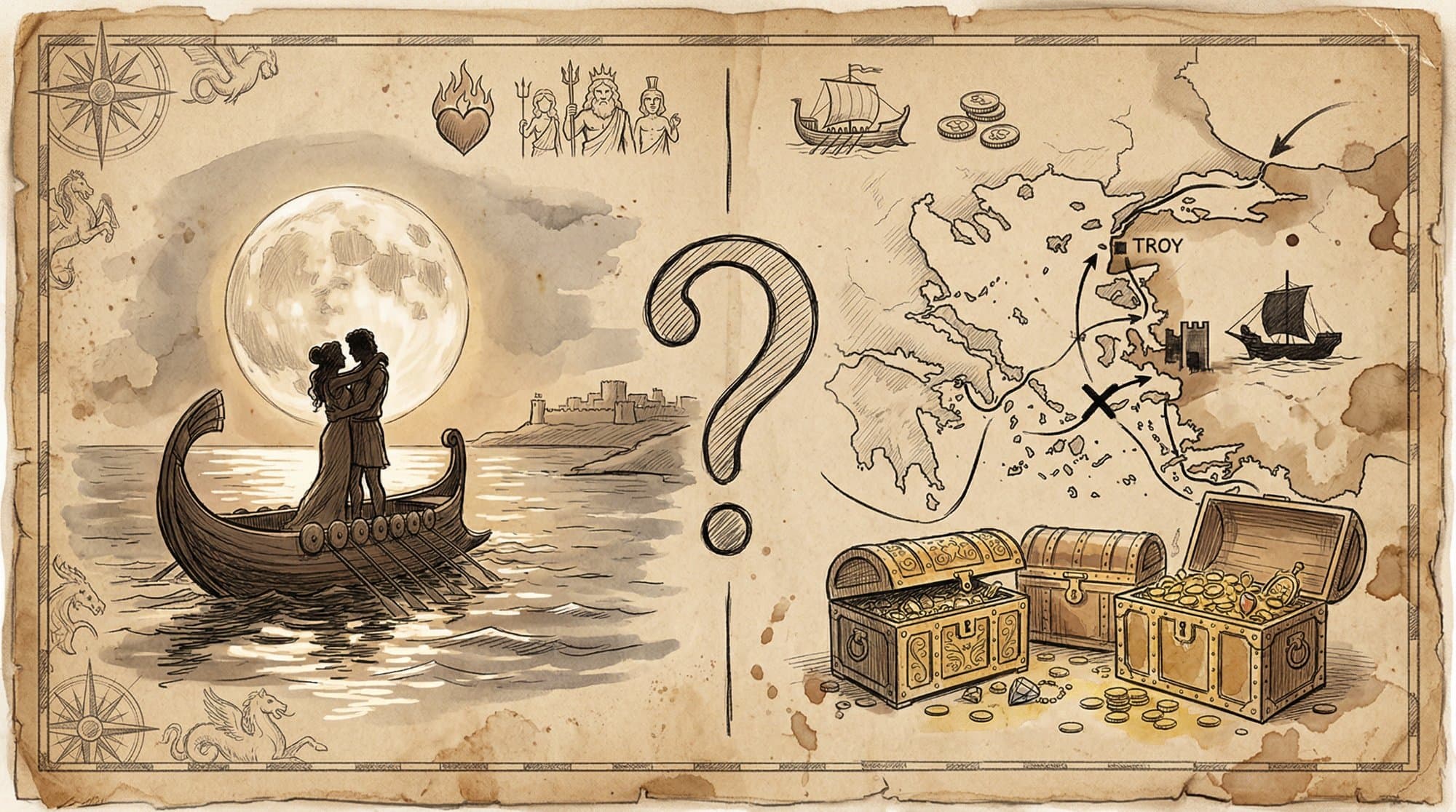 신화 vs 역사 비교 — 파리스와 헬레네 vs 교역로 분쟁