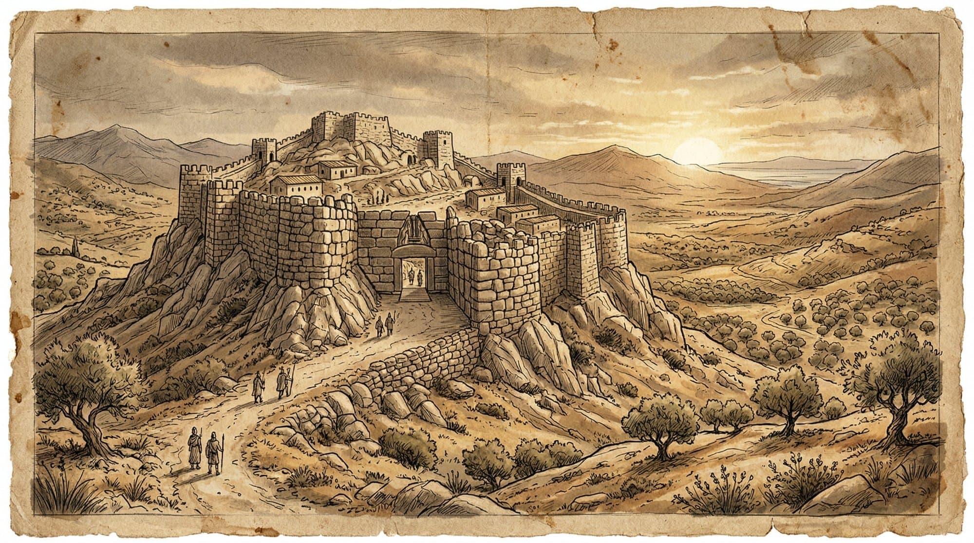 미케네 사자문과 성채 전경 — 전쟁의 왕국 미케네