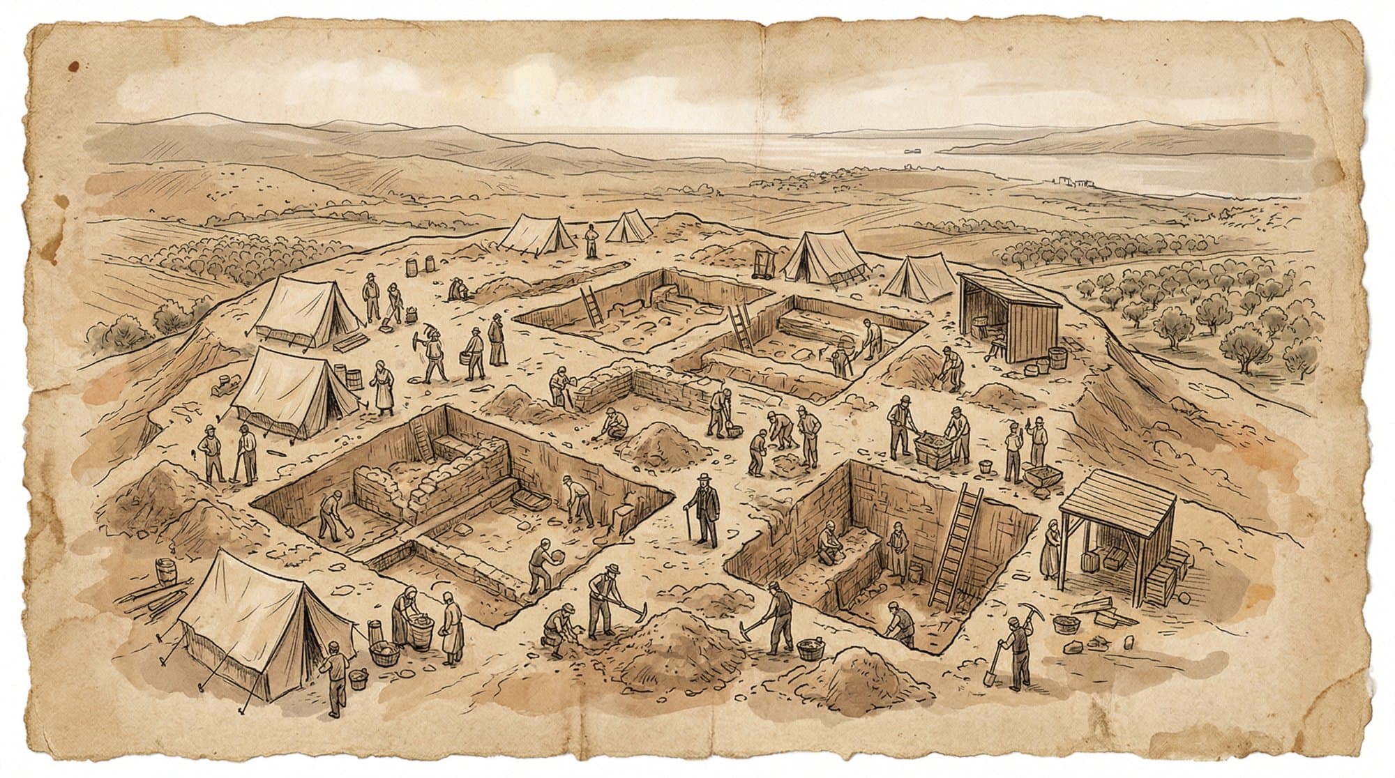 슐리만 발굴 현장 조감도 — 히사를릭 언덕 지층