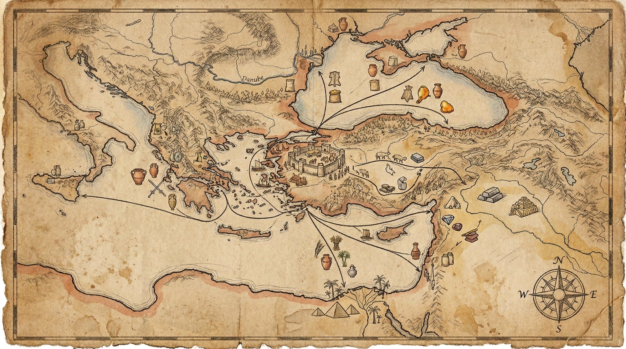 트로이 교역 네트워크 — 흑해, 이집트, 그리스를 잇는 무역 루트