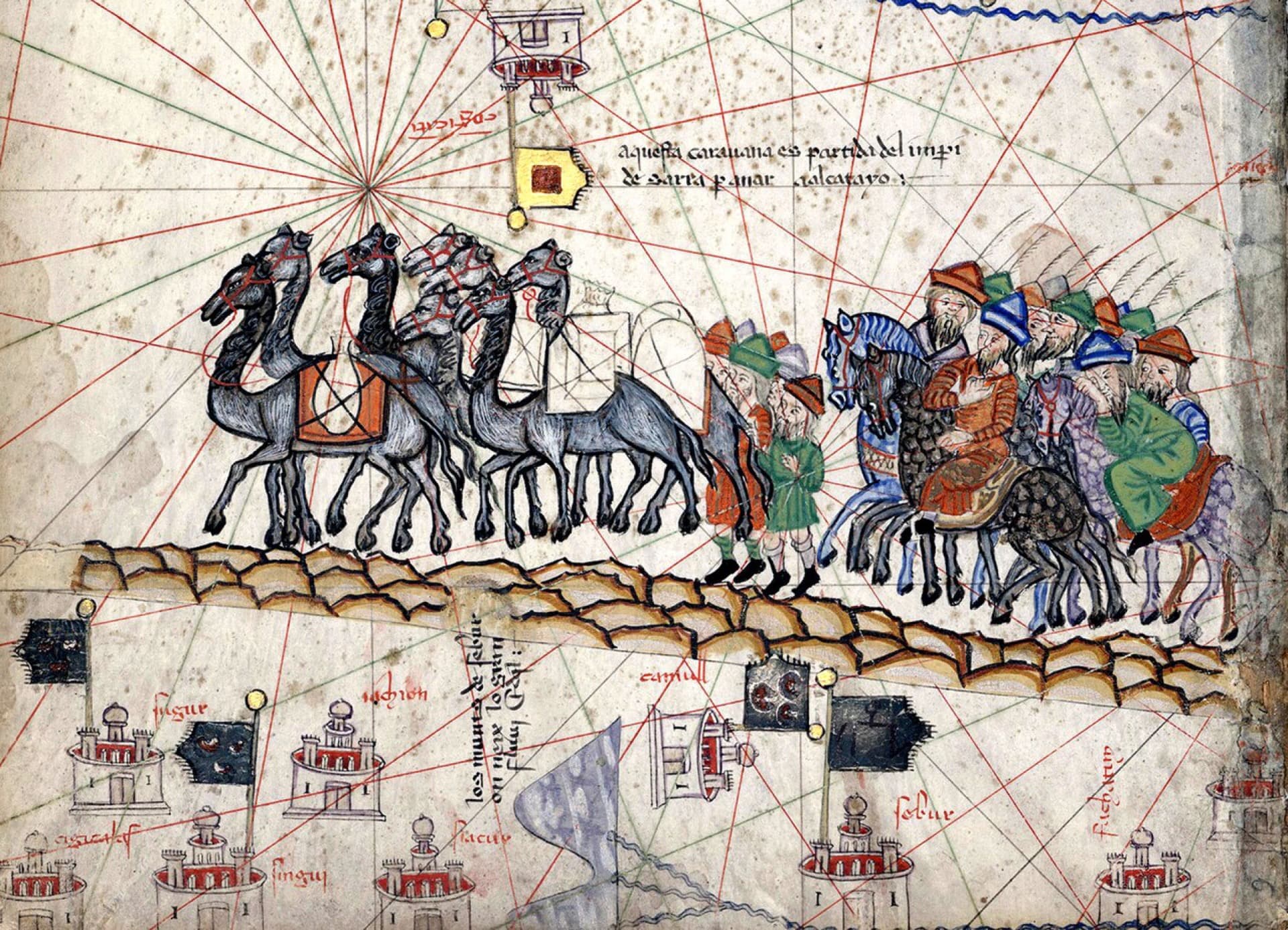 카탈란 지도의 카라안 삽화 — 1375년